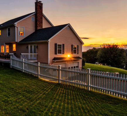 house at sunset